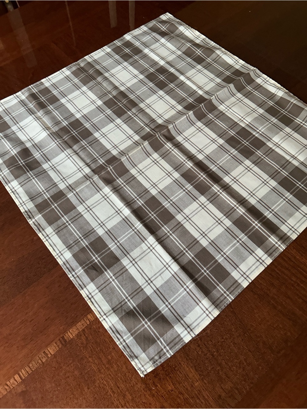 Brown & White Plaid Scarf Wrap 21“ x 21“